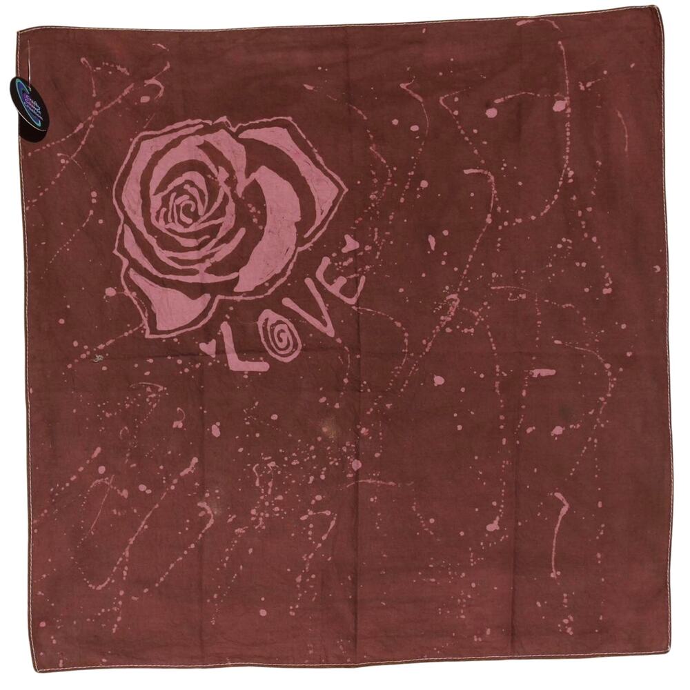 Rose and Love Batik Handkerchief Hippie Head Covering Bandana Girly Hippy